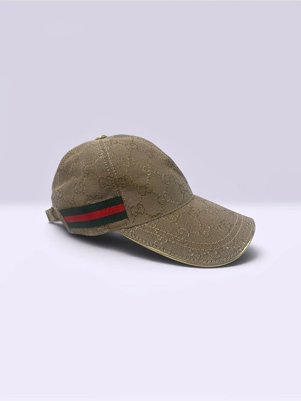 Designer GG Canvas Baseball Hat with Gold Detail